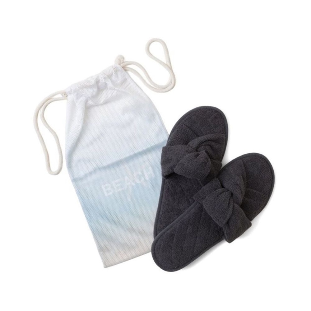 Barefoot Dreams Towel Terry Sandal in Carbon Size Small Spa Slipper NEW